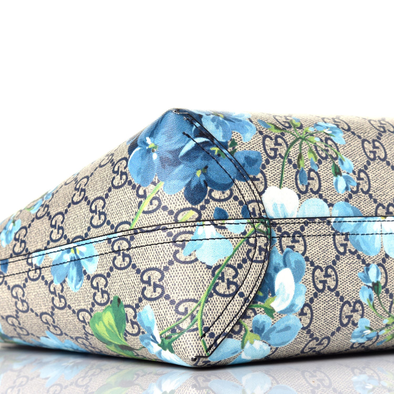 Gucci GG Supreme Monogram Blooms Small Reversible Tote Beige Blue Navy 13 of 16