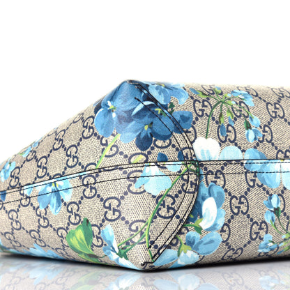 Gucci GG Supreme Monogram Blooms Small Reversible Tote Beige Blue Navy 13 of 16