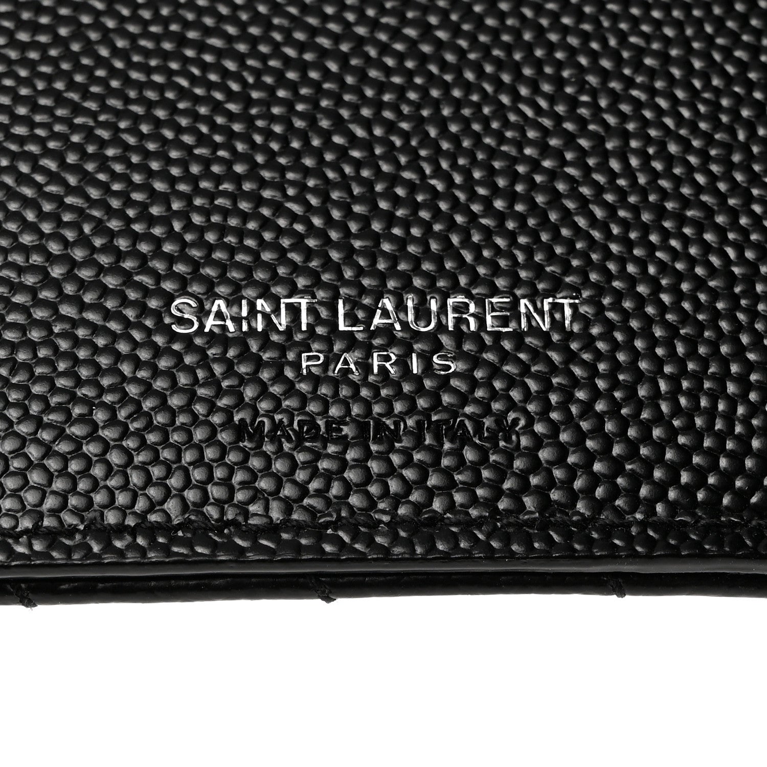 Saint Laurent Grain De Poudre Matelasse Chevron Monogram Zipped Two-Part Wallet Black 6 of 8