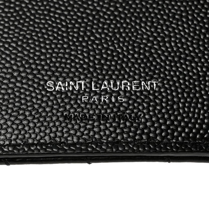 Saint Laurent Grain De Poudre Matelasse Chevron Monogram Zipped Two-Part Wallet Black 6 of 8