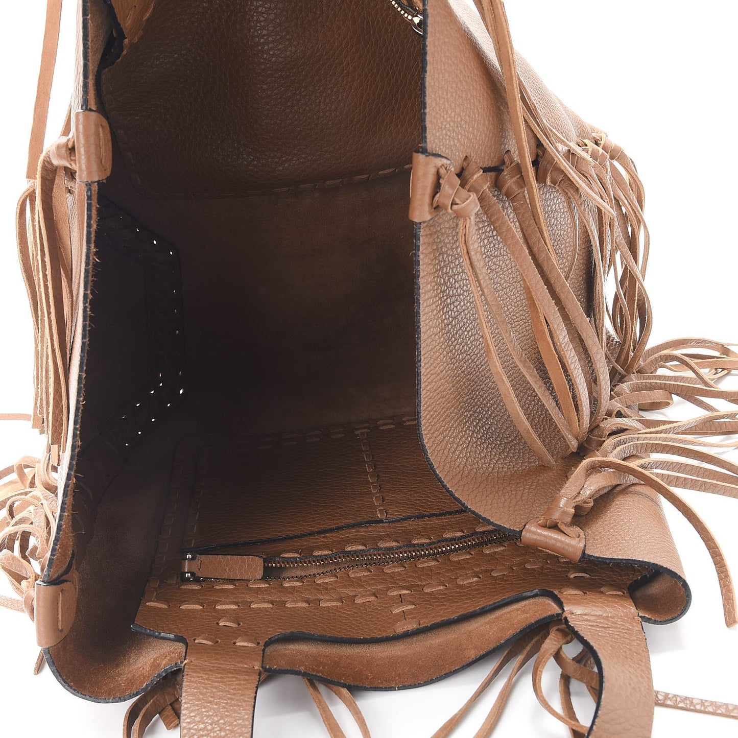 Grained Calfskin C-Rockee Fringe Tote Light Cuir