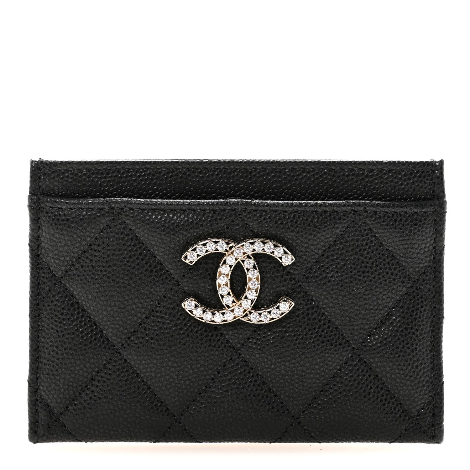 Chanel Caviar Quilted Crystal Card Holder Black 1 of 8