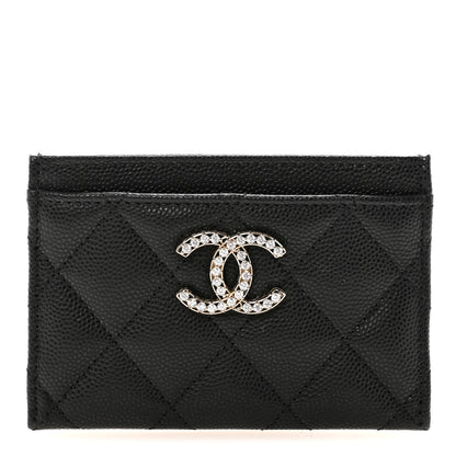 Chanel Caviar Quilted Crystal Card Holder Black 1 of 8
