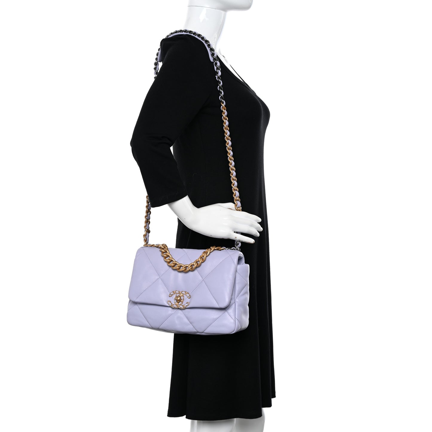 Lambskin Quilted Medium Chanel 19 Flap Light Purple
