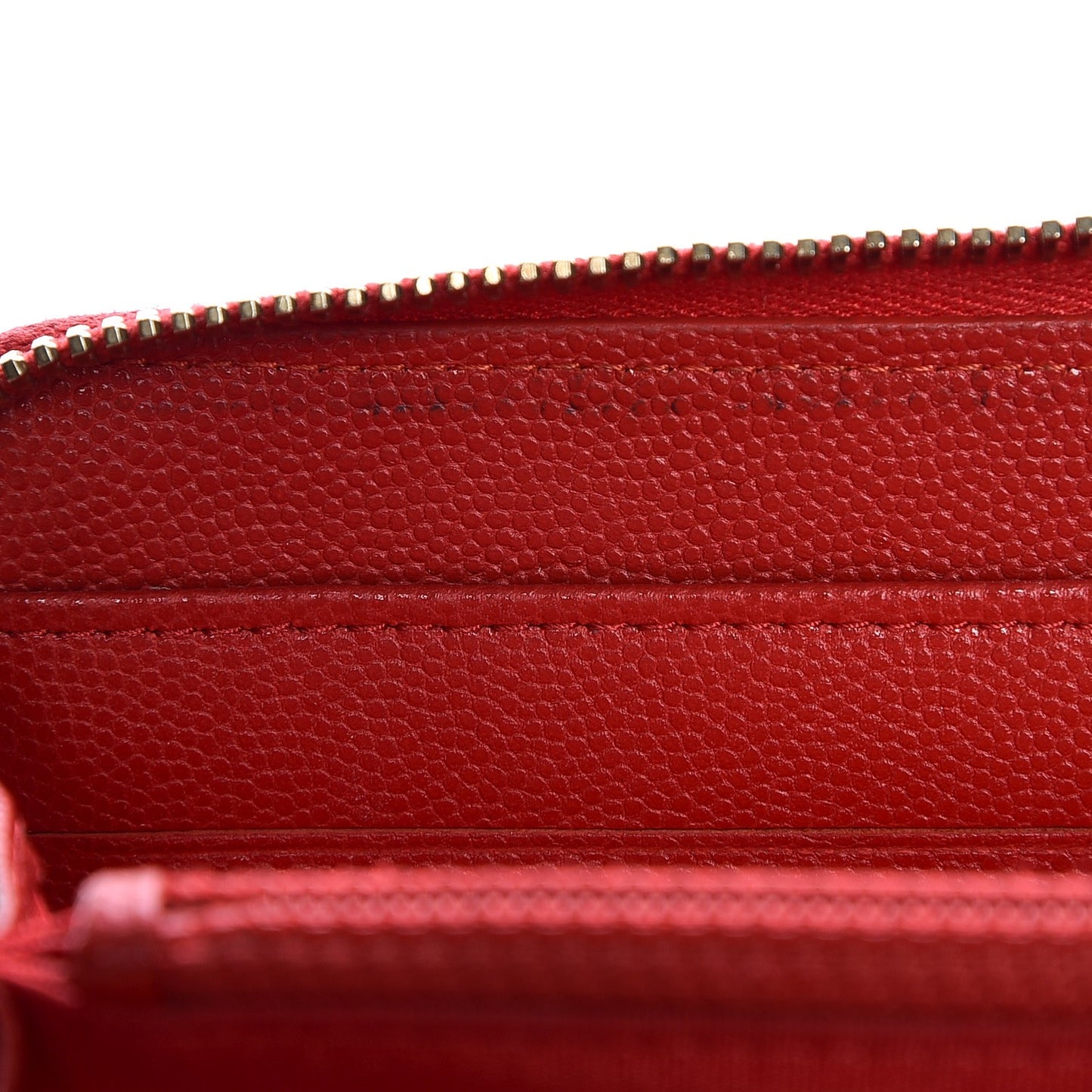 Caviar Camellia Embossed Zip Around Large Gusset Wallet Red