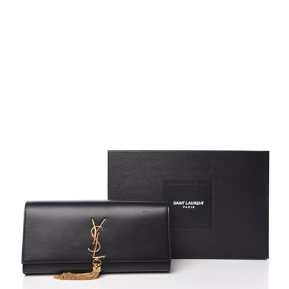 Saint Laurent Calfskin Classic Monogram Tassel Clutch Black 12 of 12