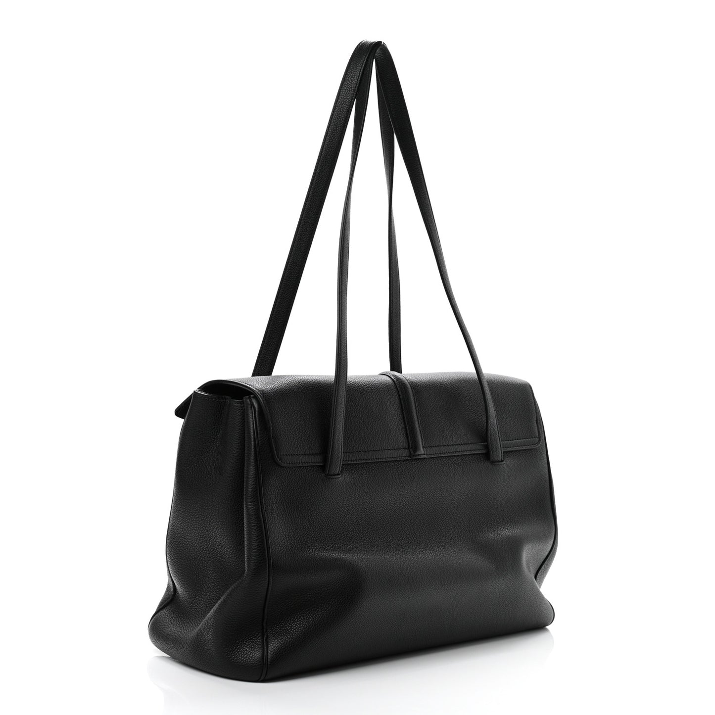 Grained Calfskin Large Soft 16 Bag Black