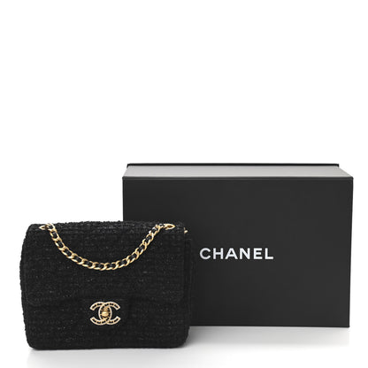 Chanel Tweed Quilted Mini Crystal CC Square Flap Black 11 of 11