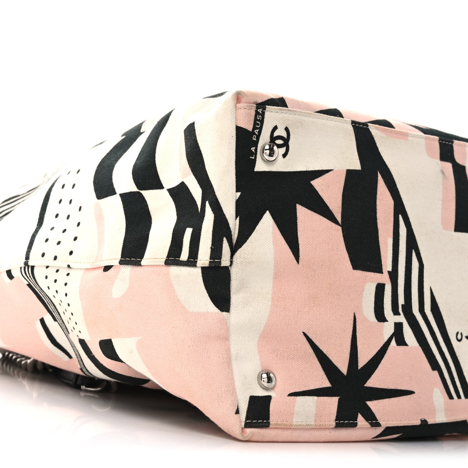 Chanel Canvas Cruise Print Tote Pink White Black 9 of 10