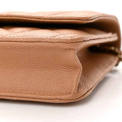 Chanel Caviar Quilted Wallet on Chain WOC Dark Beige 12 of 13