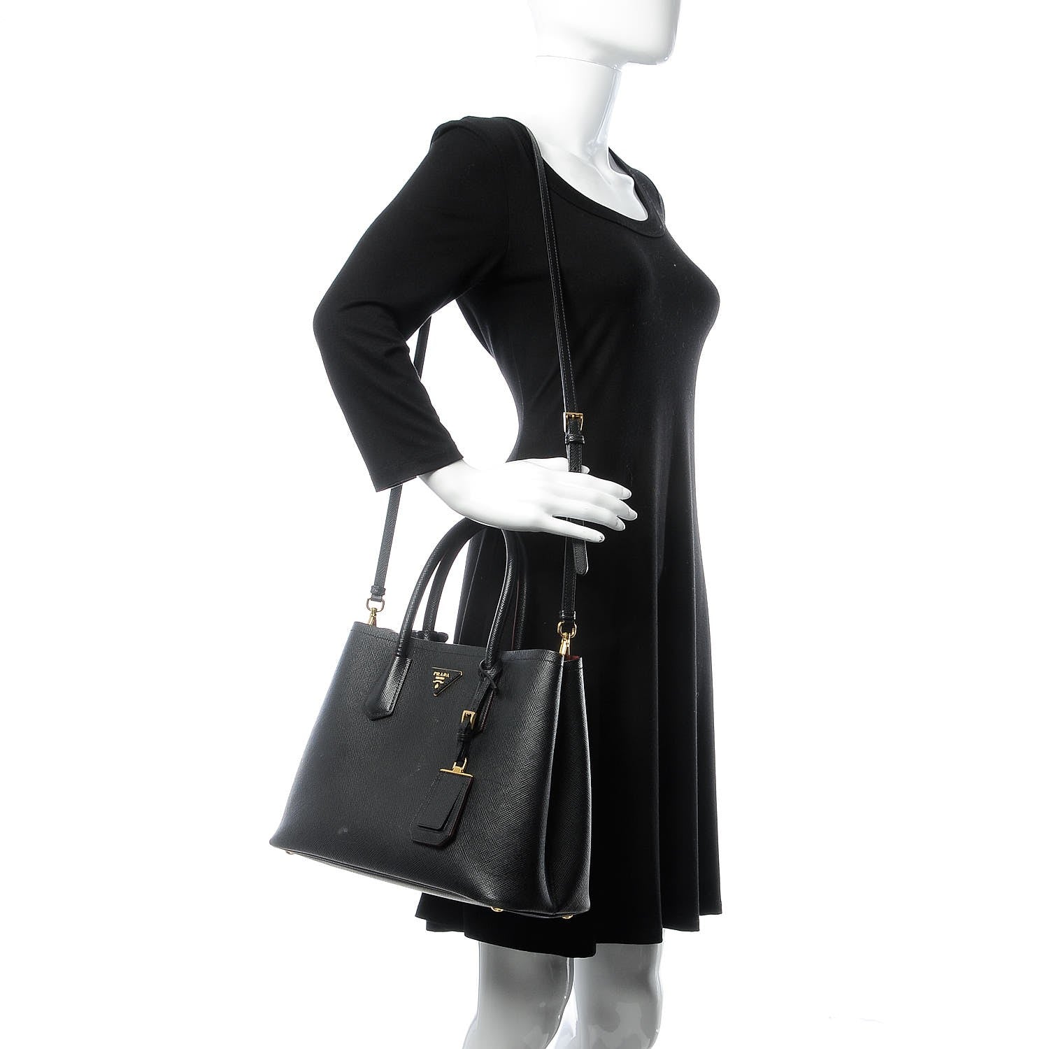 Prada Saffiano Cuir Small Double Bag Baltico Fuoco 2 of 11