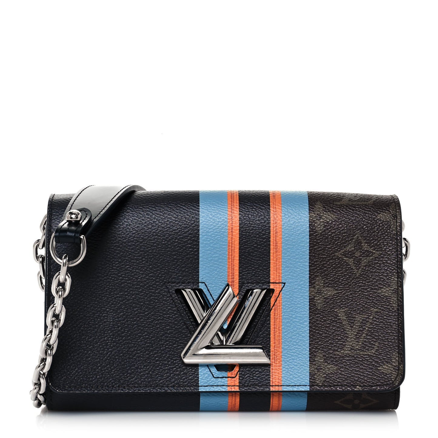 Monogram Stripe Twist Chain Wallet