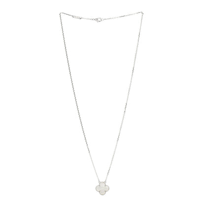 Van Cleef & Arpels 18K White Gold Mother of Pearl Vintage Alhambra Pendant Necklace 3 of 6