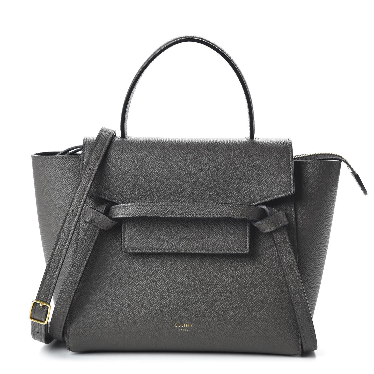 Grained Calfskin Nano Belt Bag Grey