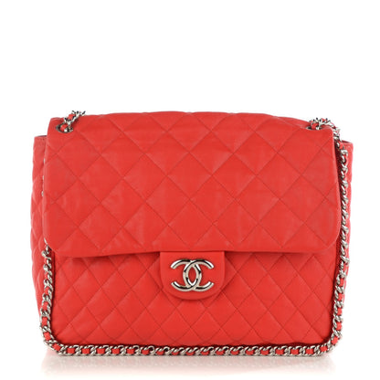 Chanel Washed Lambskin Quilted Maxi Chain Around Flap Red 1 of 7