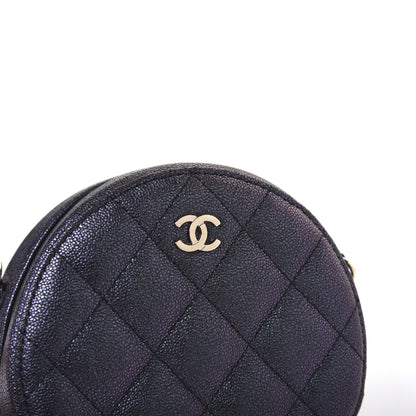 Chanel Iridescent Caviar Quilted Round Clutch With Chain Black 10 of 11