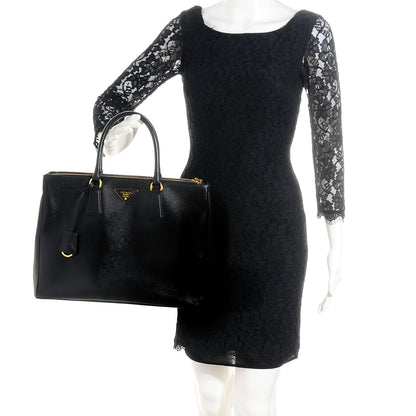 Prada Saffiano Lux Large Double Zip Tote Nero Black 2 of 10
