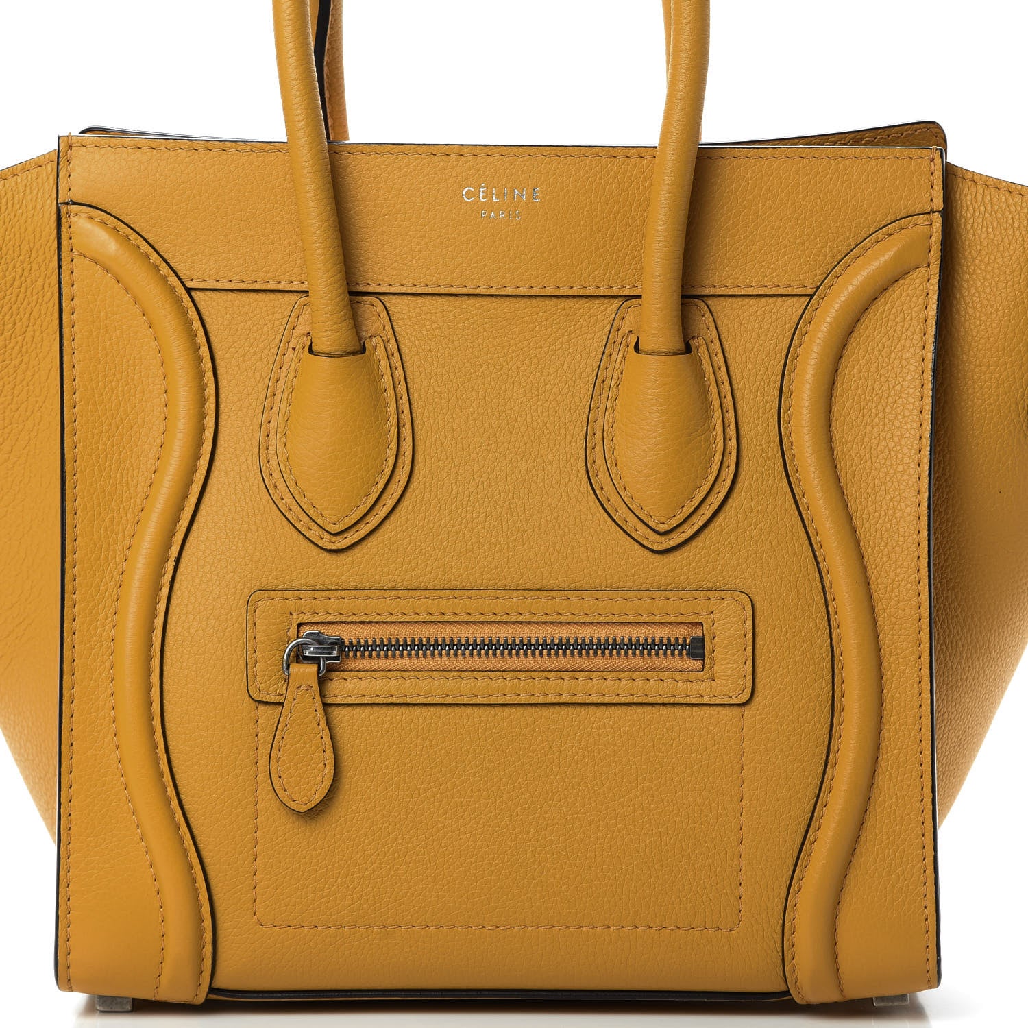 Celine Drummed Calfskin Micro Luggage Ocre 8 of 11