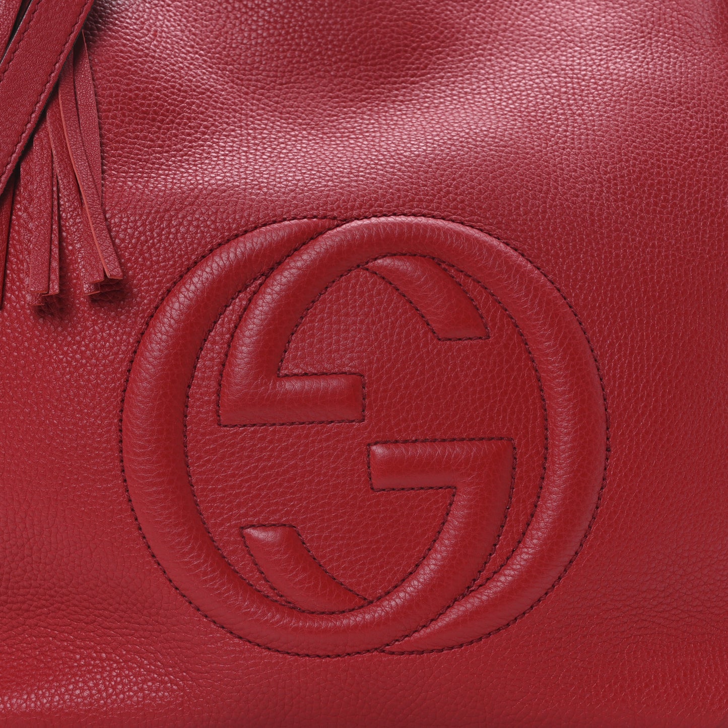 Pebbled Calfskin Large Soho Hobo Tabasco Red