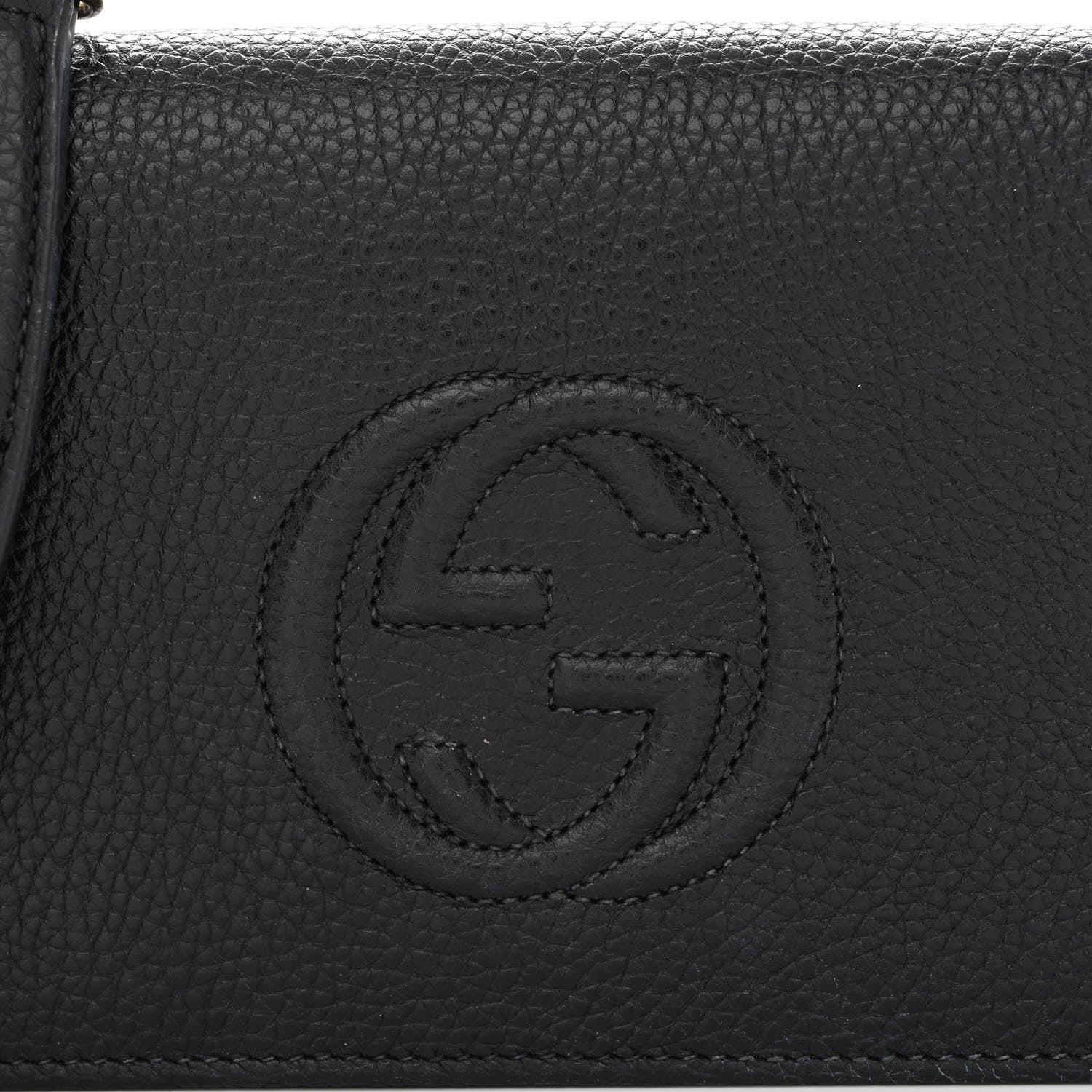 Gucci Pebbled Calfskin Soho Wallet on Chain Black 7 of 9