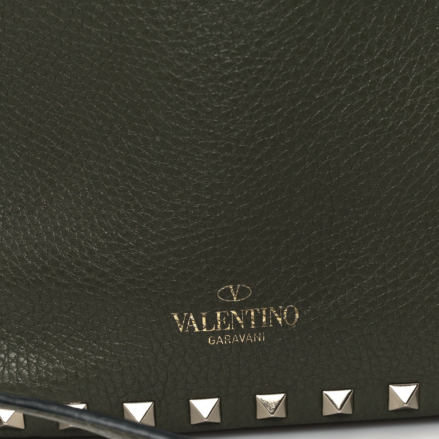 Valentino Garavani Pebbled Calfskin Small Rockstud Bucket Bag Green 9 of 9