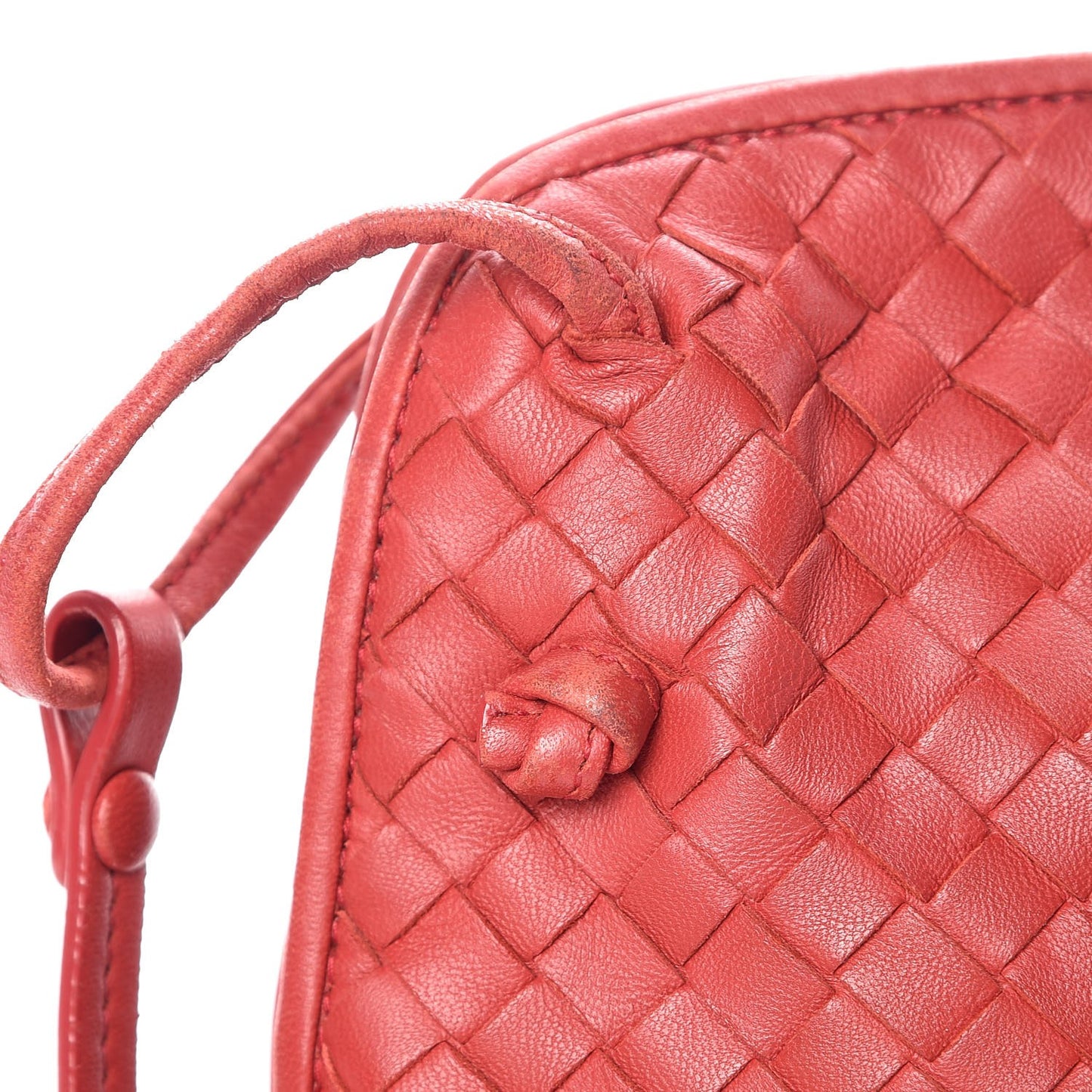 Nappa Intrecciato Nodini Crossbody Messenger Red