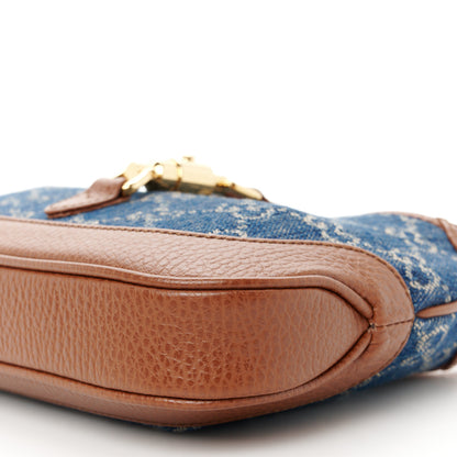 Gucci New Denim GG Monogram Calfskin Mini Jackie 1961 Hobo Blue Tea Cuir 11 of 13