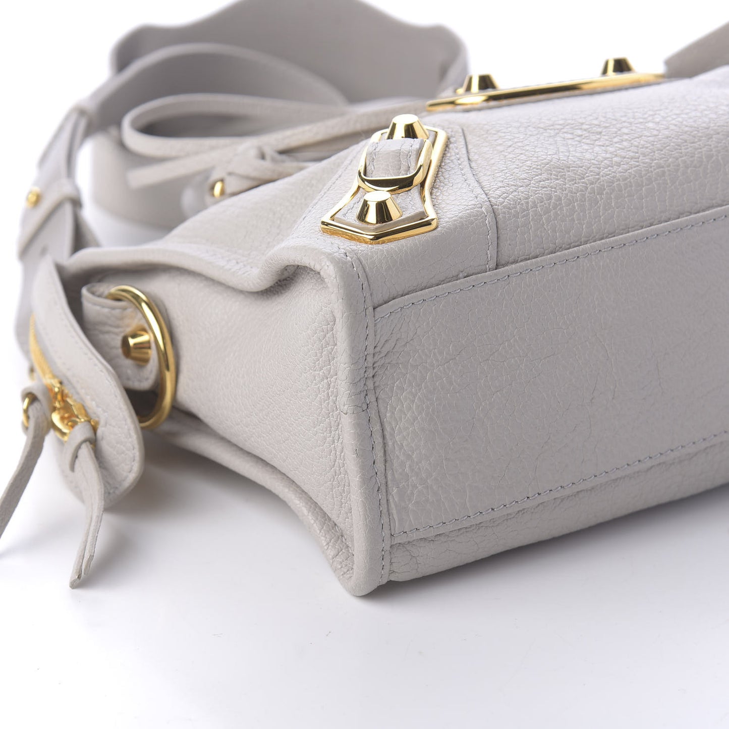 Chevre Gold Metallic Edge Hardware Mini City Gris Clair Gris Perle
