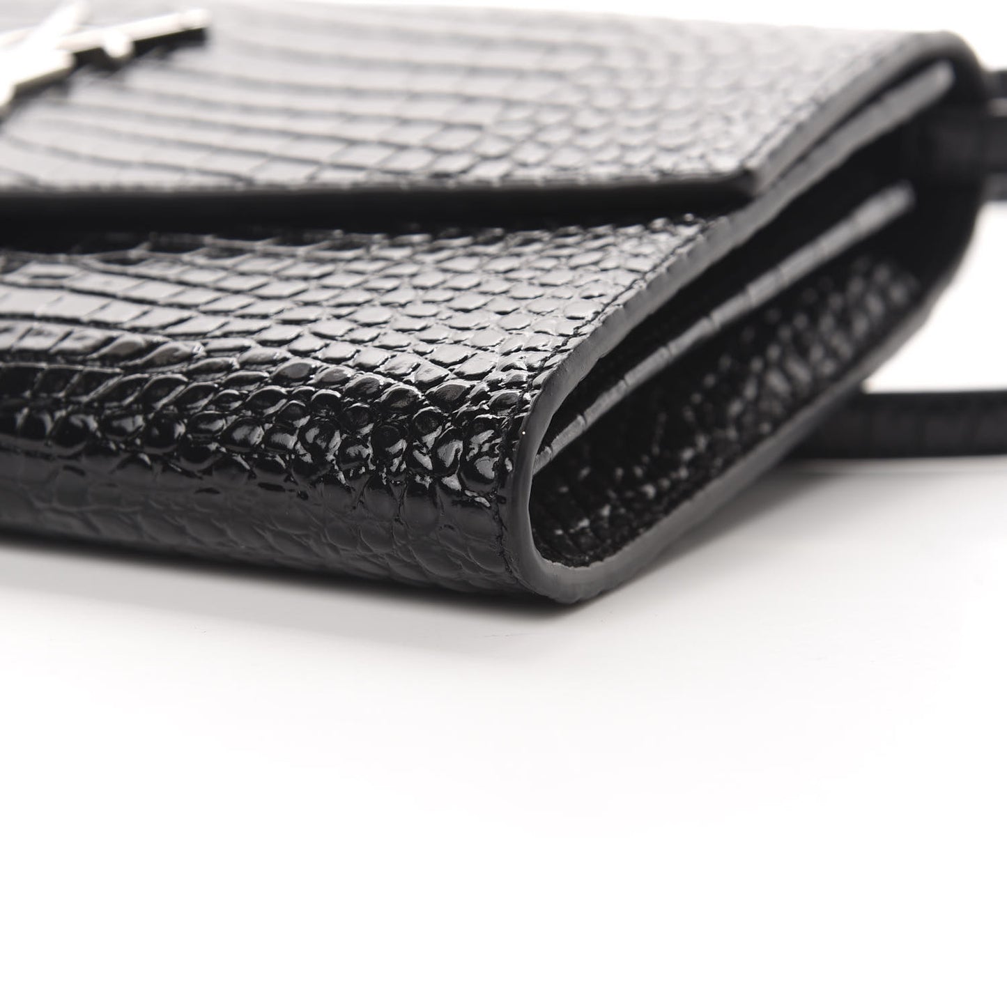 Calfskin Crocodile Embossed Monogram Uptown Crossbody Black