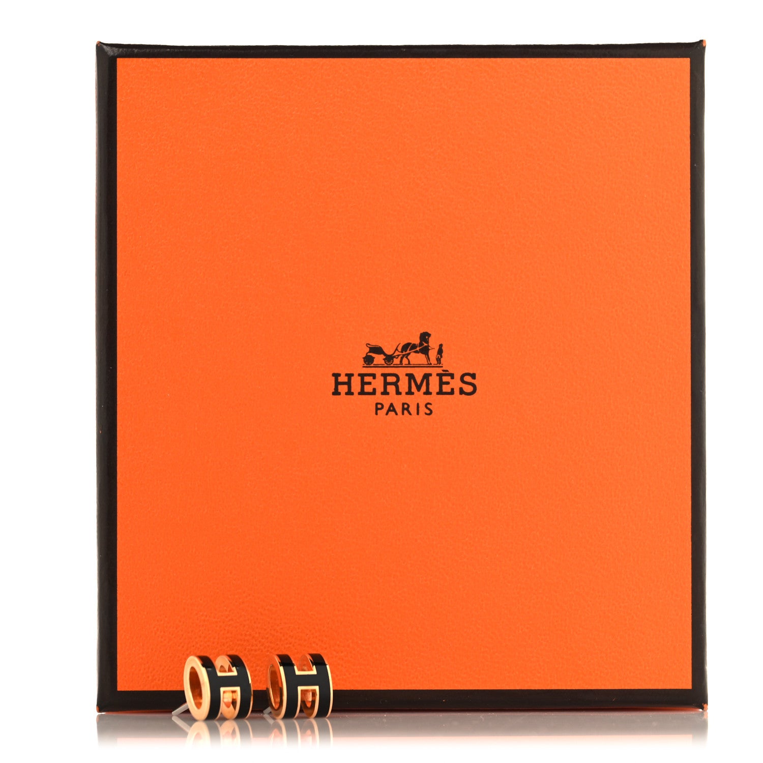 Hermes Gold Lacquered Mini Pop H Earrings Black 6 of 6