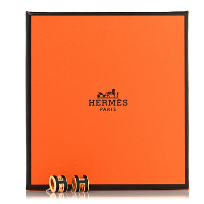 Hermes Gold Lacquered Mini Pop H Earrings Black 6 of 6