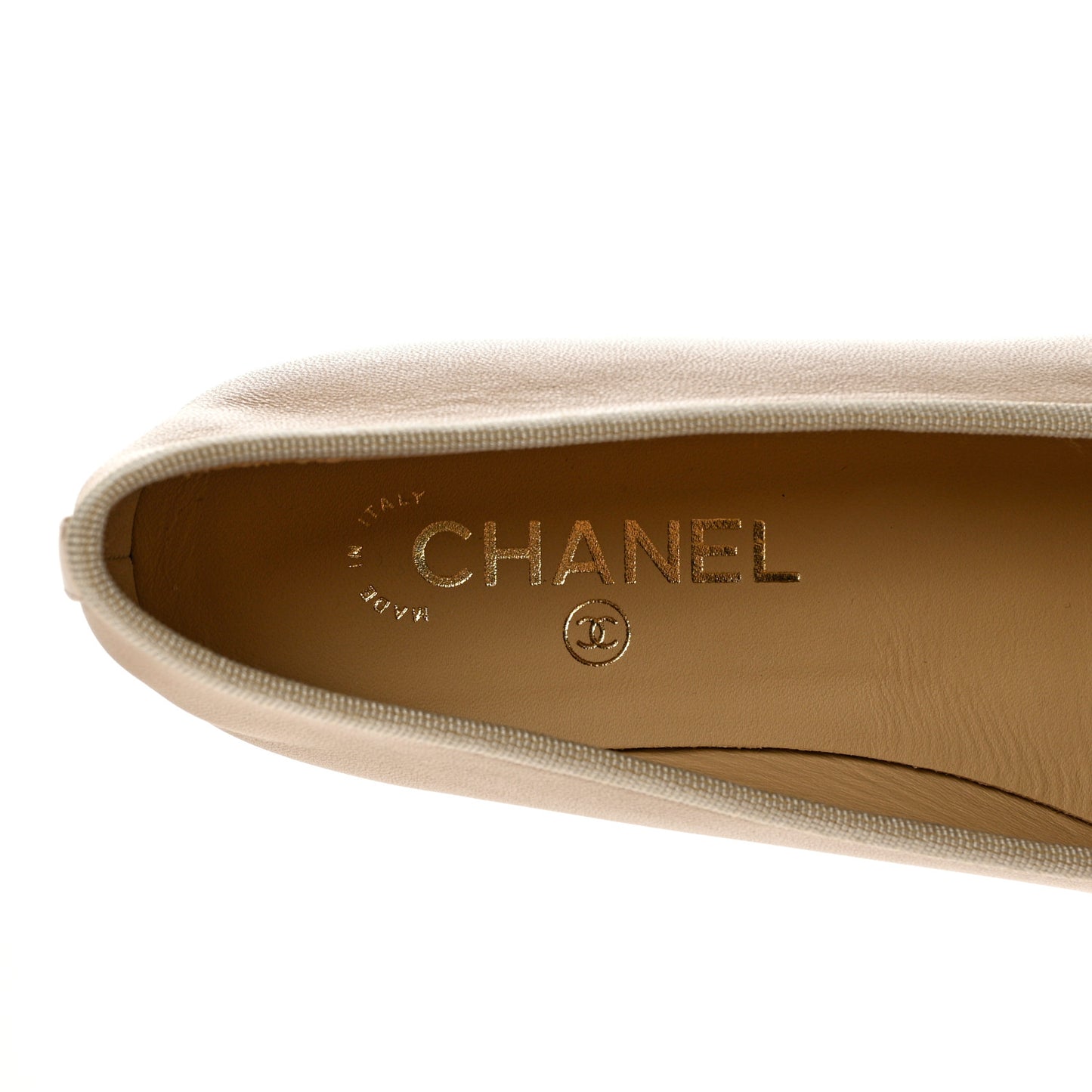 Lambskin Cap Toe CC Ballerina Flats 37.5 Beige Black