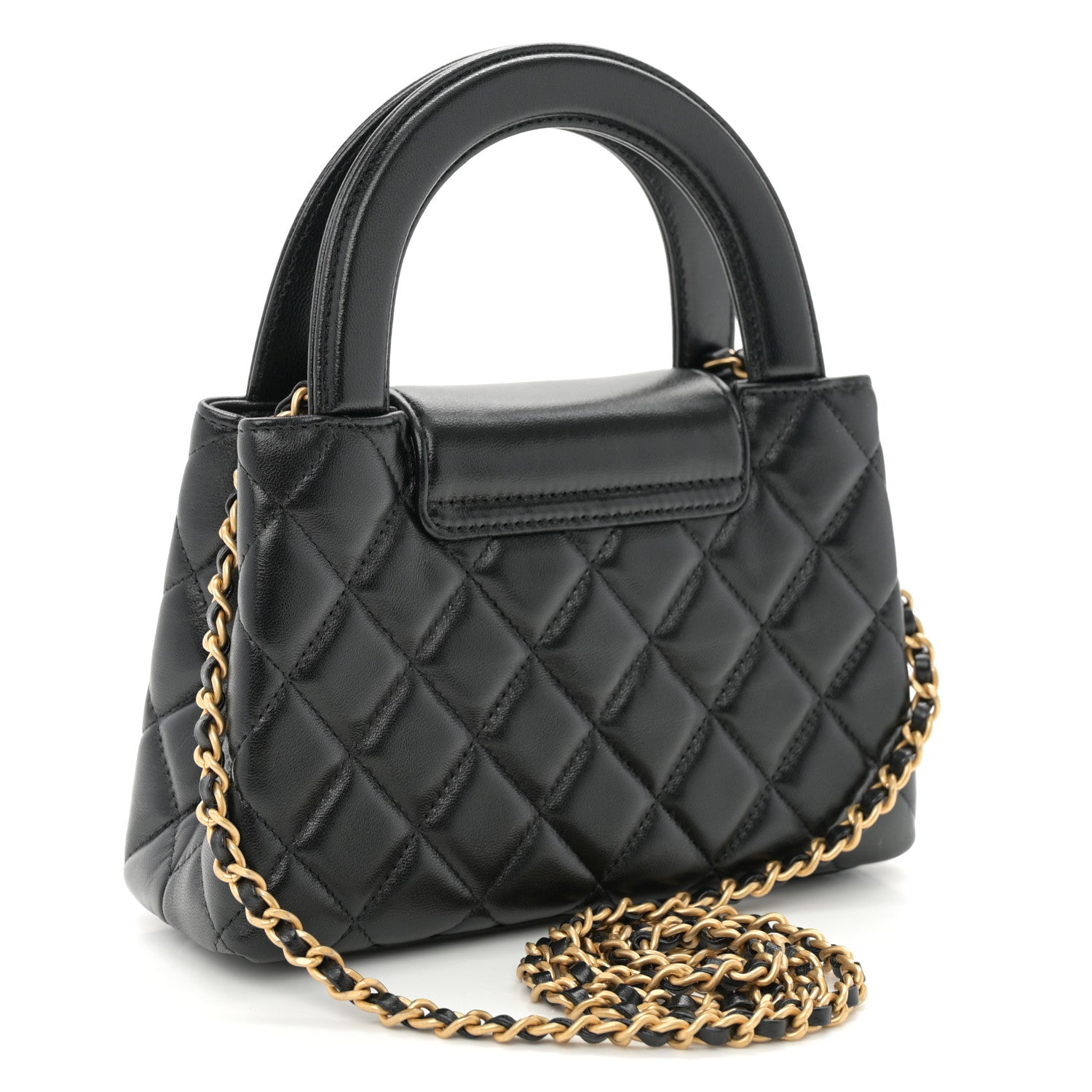 Chanel Shiny Aged Calfskin Quilted Nano Kelly Shopper Black 3 of 11