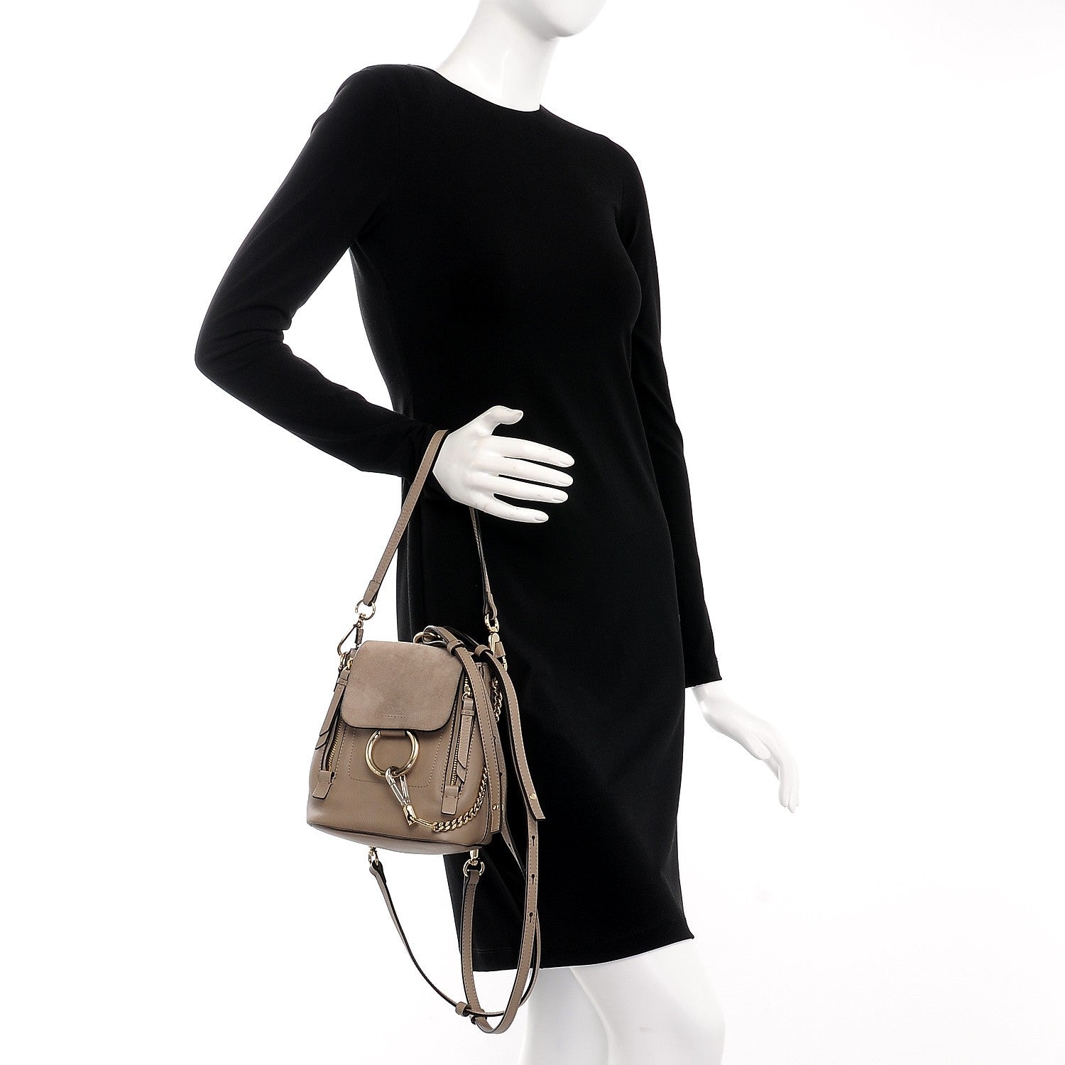 Chloe Suede Calfskin Mini Faye Backpack Motty Grey 2 of 11