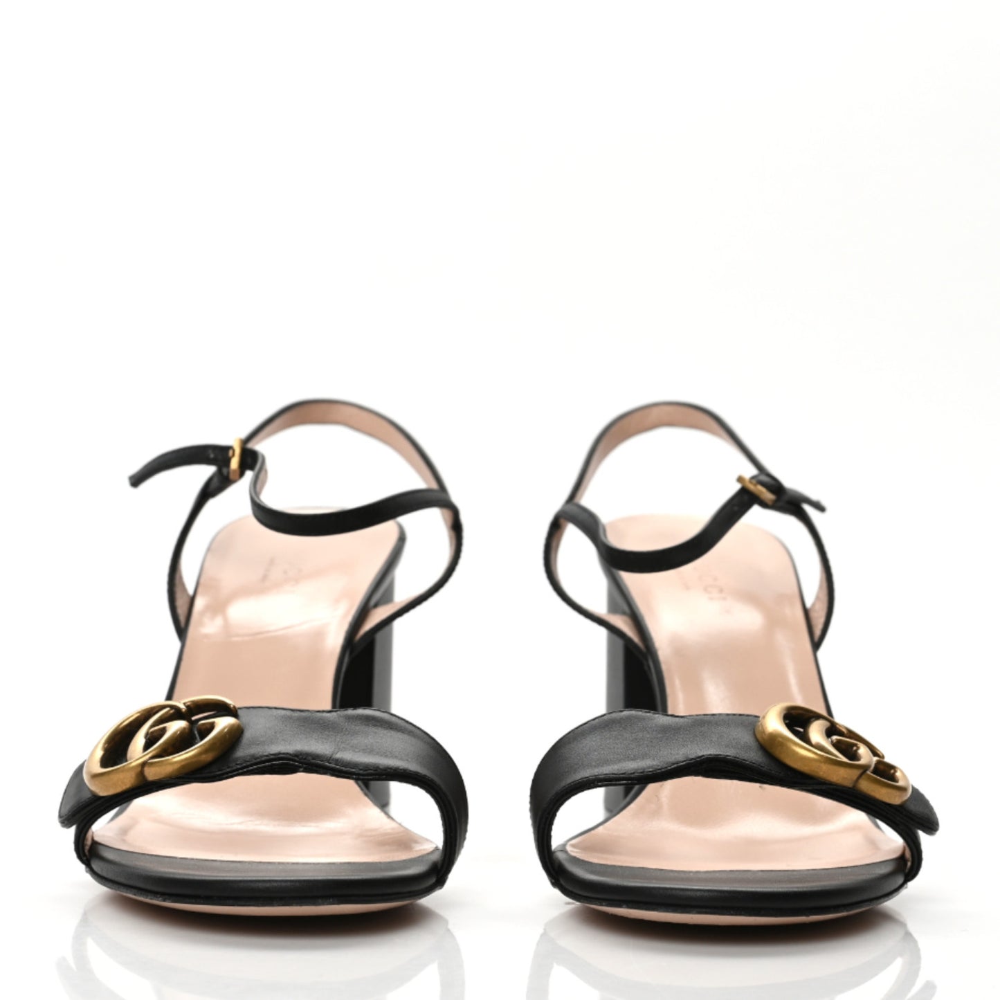 Lifford Calfskin GG Marmont Ankle Wrap 75mm Sandals 39 Black
