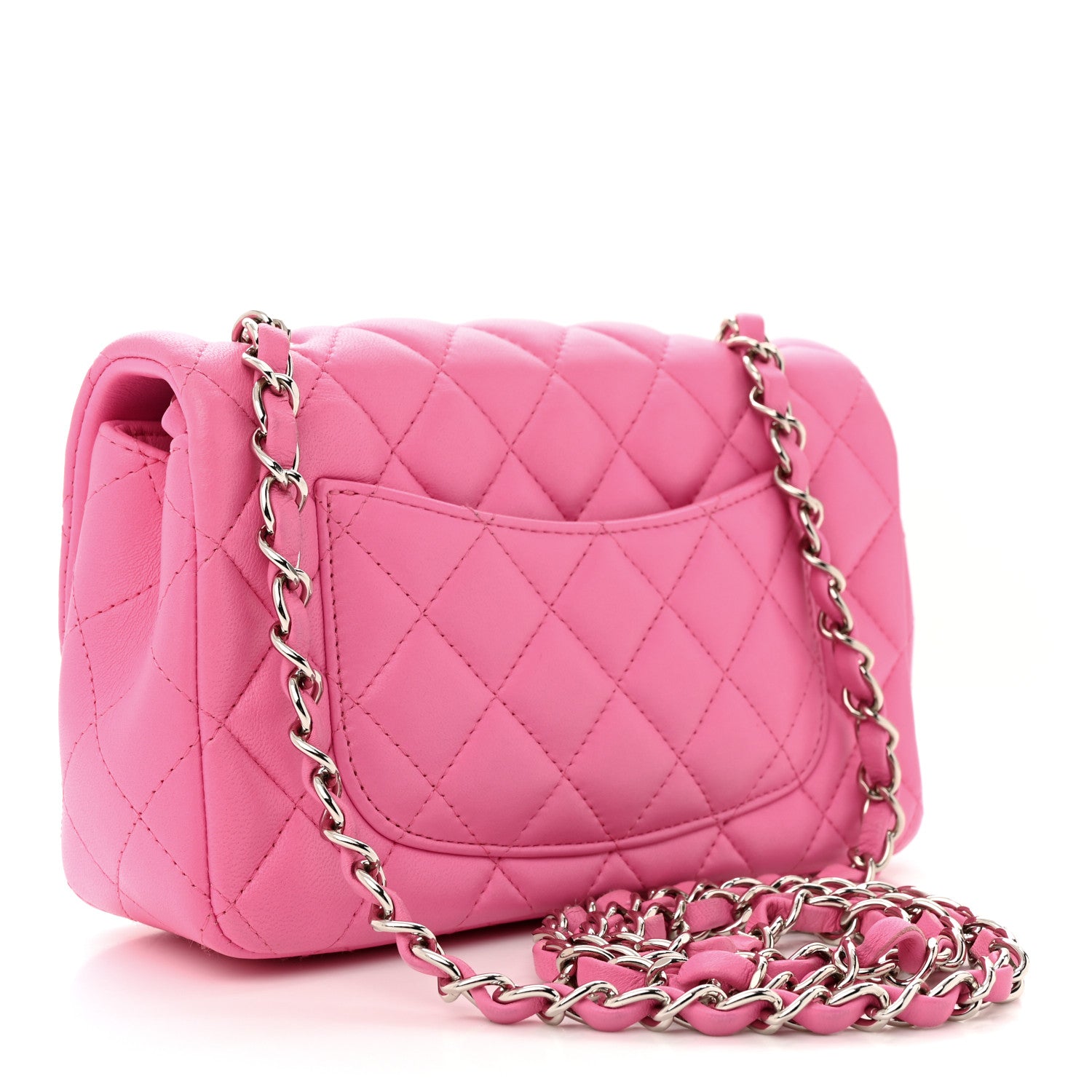 Chanel Lambskin Quilted Mini Rectangular Flap Neon Pink 3 of 15