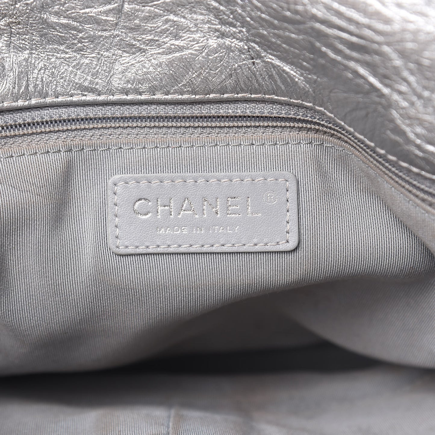 Metallic Crumpled Calfskin Big Bang Flap Bag Silver