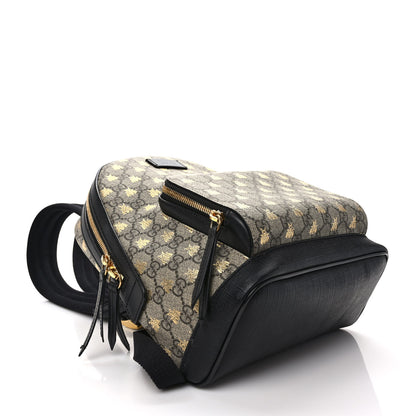 Gucci GG Supreme Monogram Bees Print Small Day Backpack Beige Oro Black 4 of 11