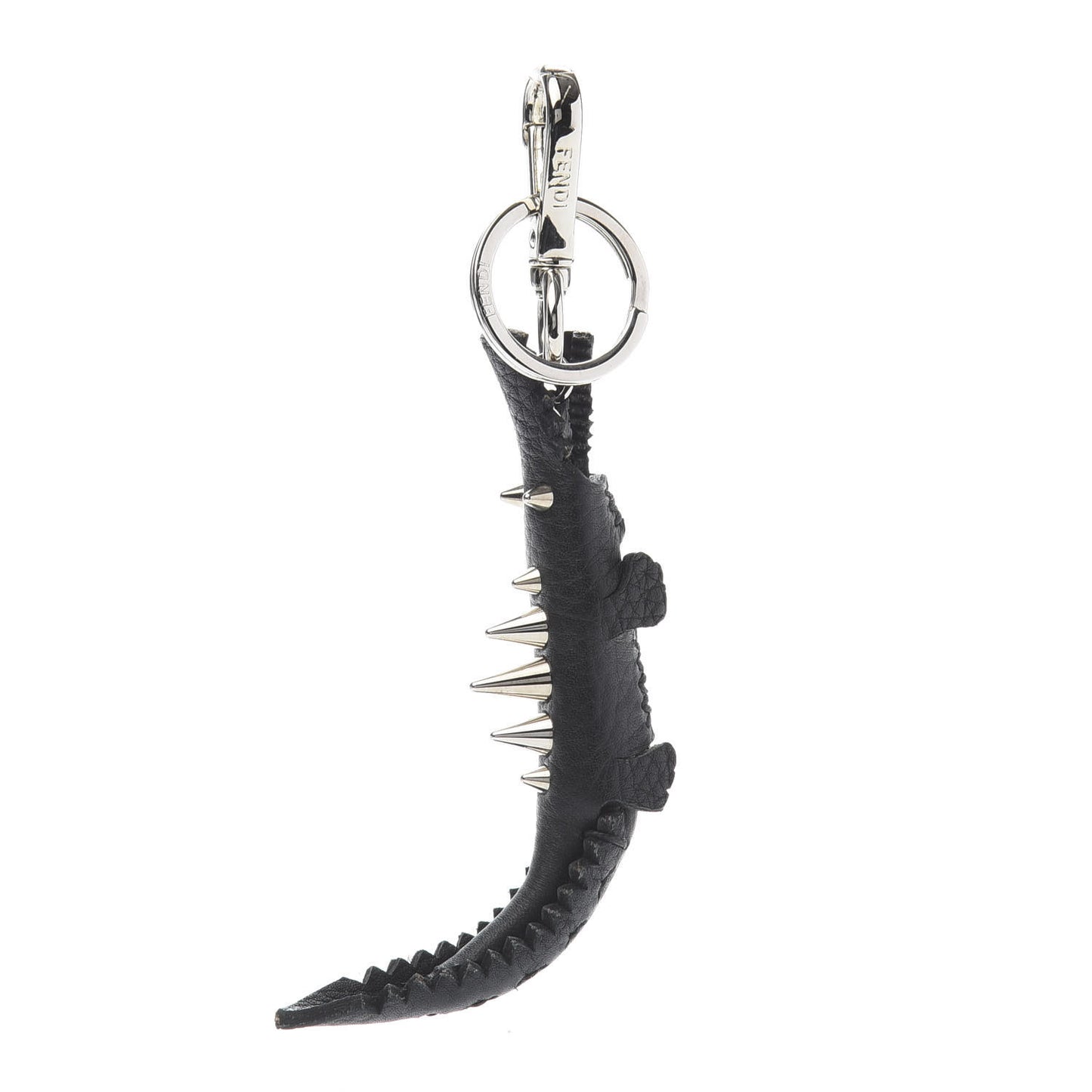 Calfskin Gator Charm Key Fob Black