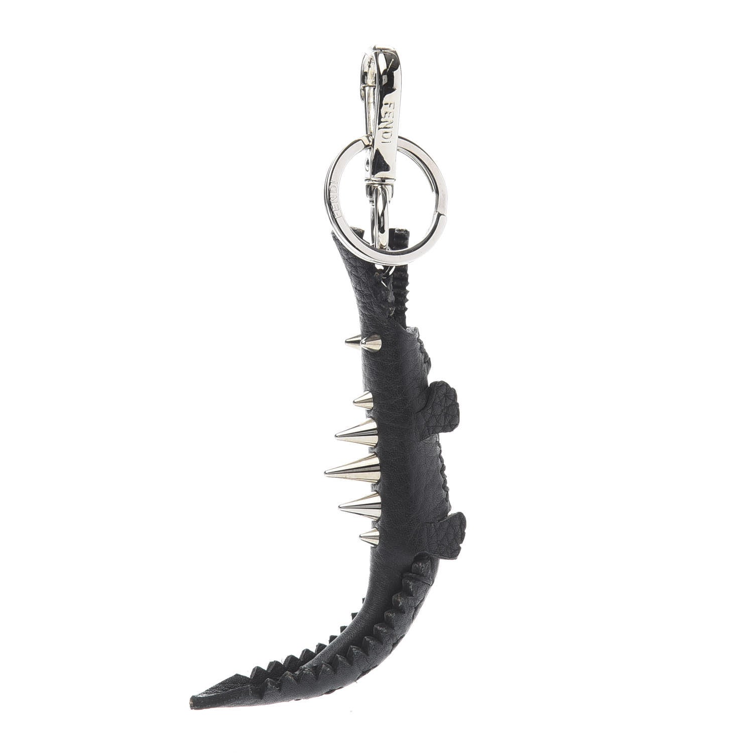 Fendi Calfskin Gator Charm Key Fob Black 1 of 6