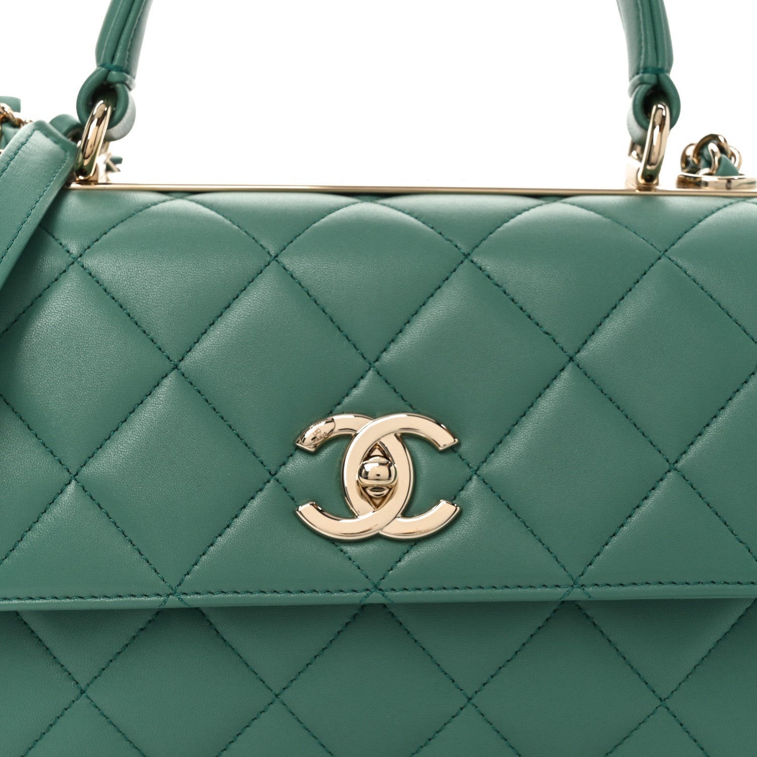 Chanel Lambskin Quilted Small Trendy CC Flap Dual Handle Bag Green 8 of 10