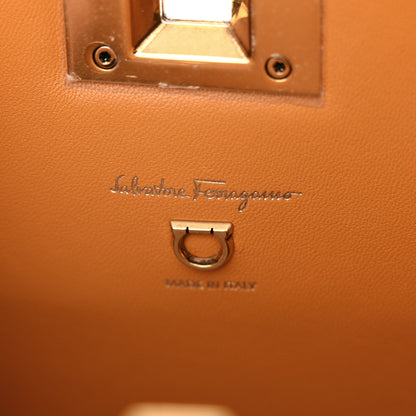 Salvatore Ferragamo Hammered Calfskin Small The Studio Box Bag Olivello 6 of 9