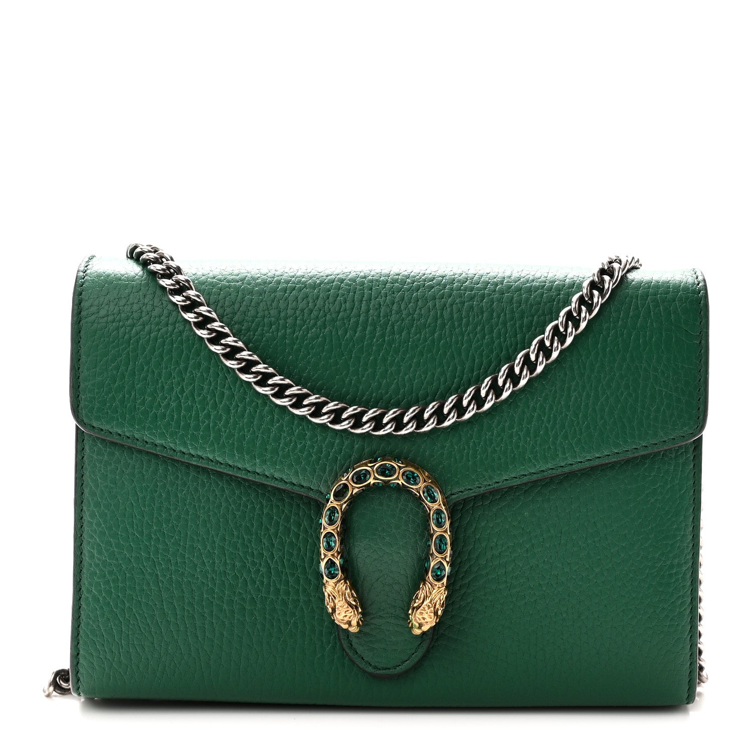 Gucci Calfskin Mini Dionysus Chain Wallet Emerald 1 of 10