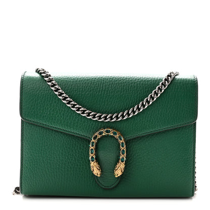 Gucci Calfskin Mini Dionysus Chain Wallet Emerald 1 of 10