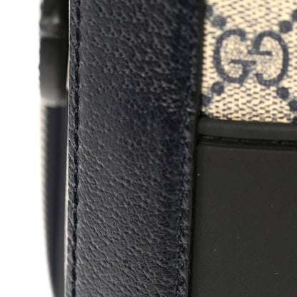 Gucci GG Supreme Monogram Textured Dollar Calfskin Web Savoy Cabin Plus Trolley Beige Blue 14 of 14