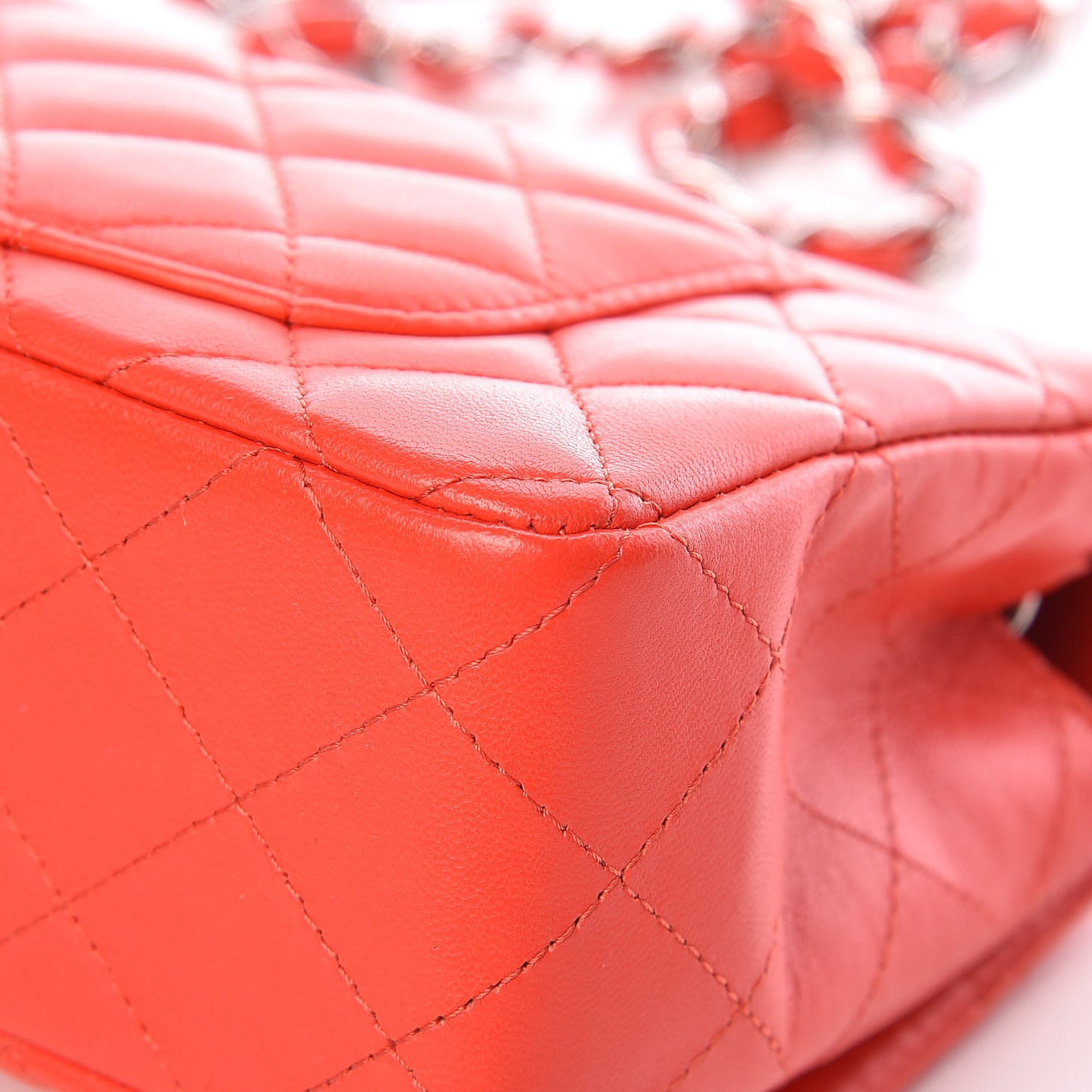 Lambskin Quilted Mini Rectangular Flap Red