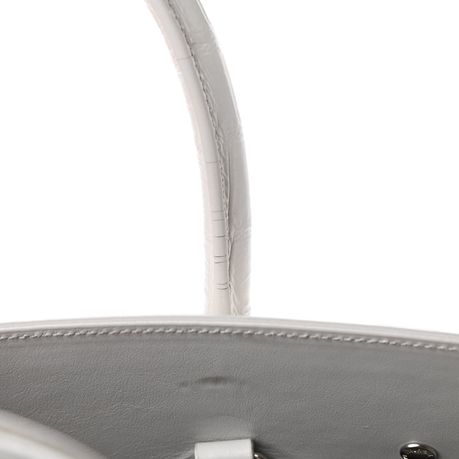 Saint Laurent Calfskin Crocodile Embossed Small Sac De Jour White Souffle 18 of 19