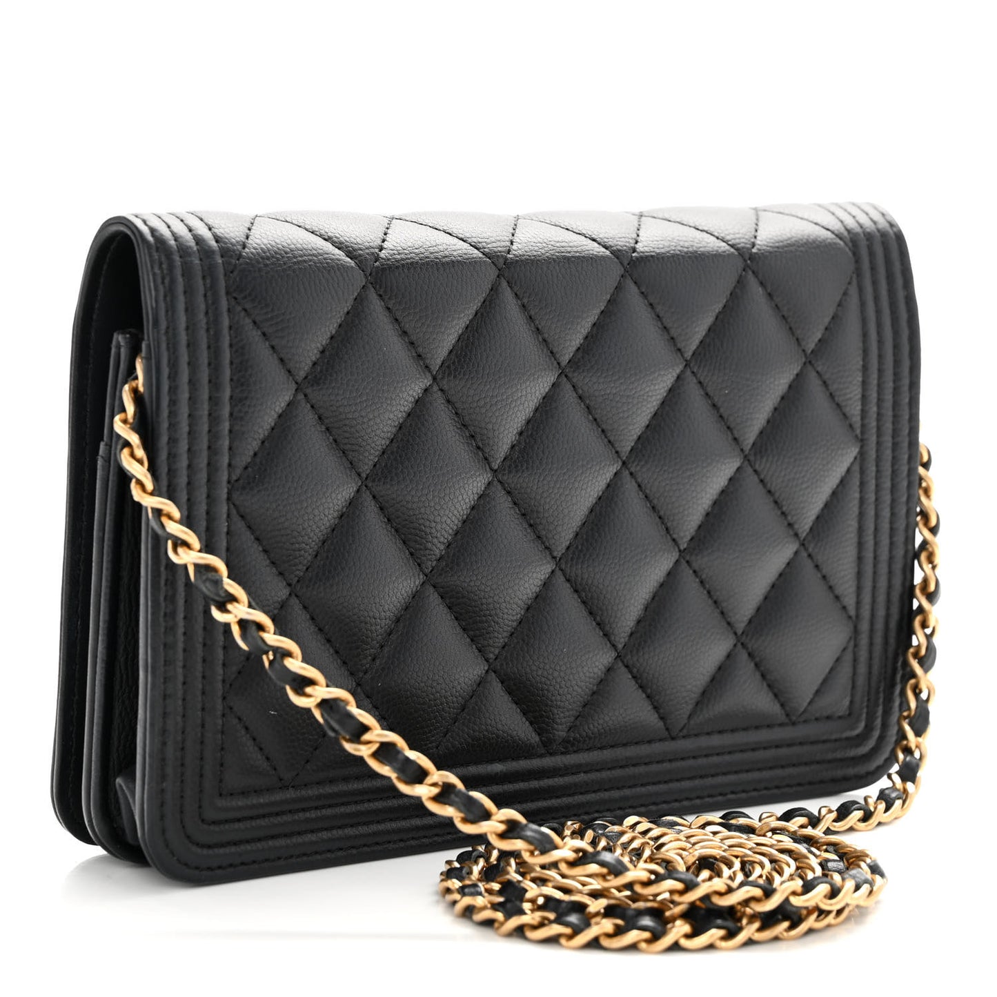 Caviar Quilted Boy Wallet On Chain WOC Black