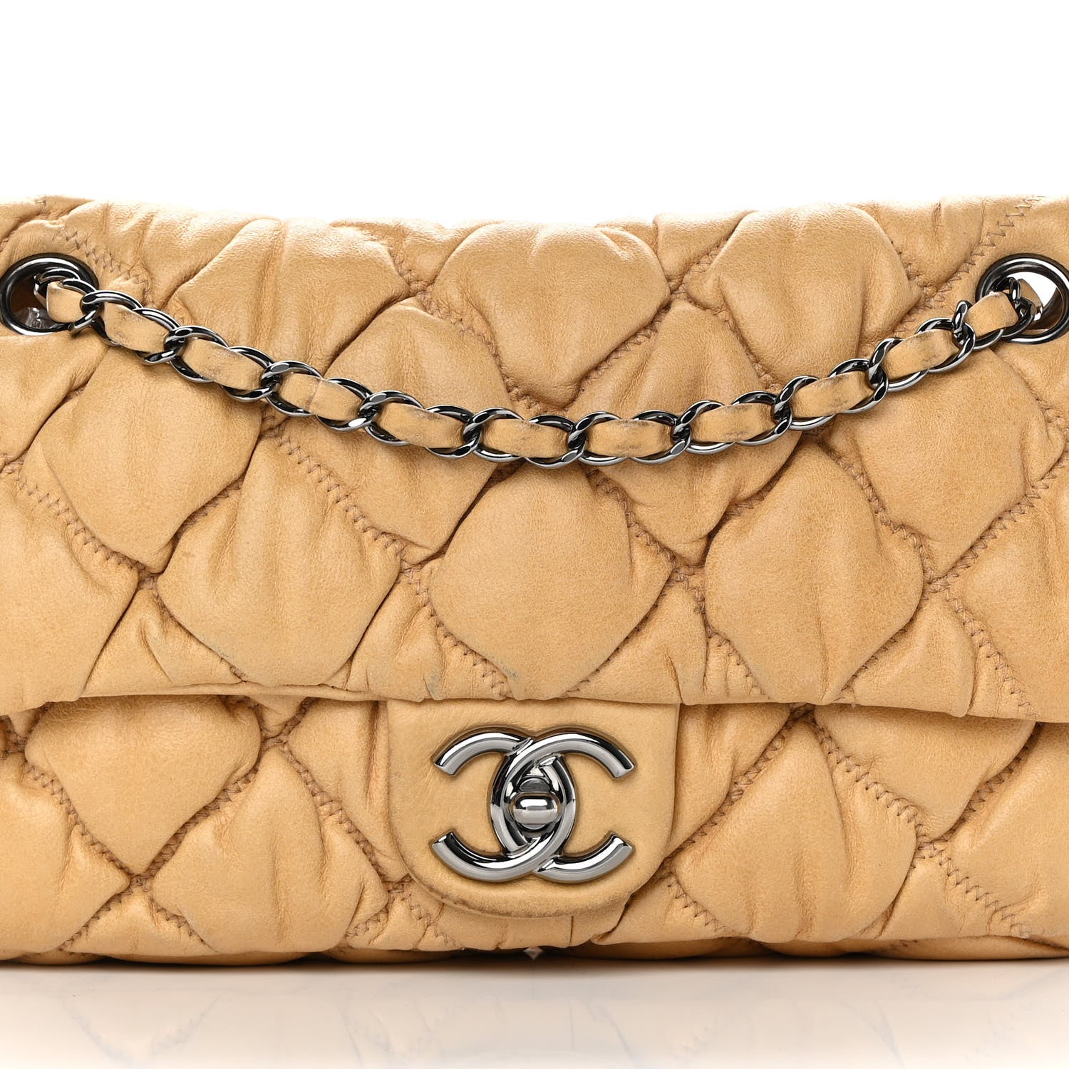 Chanel Calfskin Quilted Medium Bubble Quilt Flap Bag Beige 8 of 18