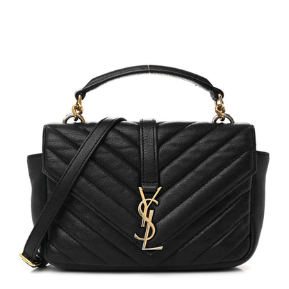 Saint Laurent Sheepskin Matelasse Chevron Monogram College Chain Wallet Black 1 of 11